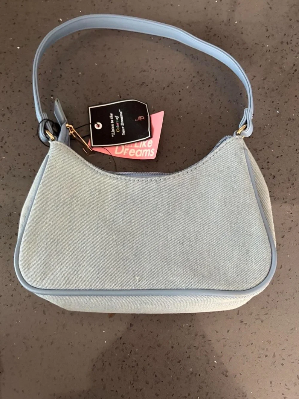 Light Blue Studded Shoulder Bag